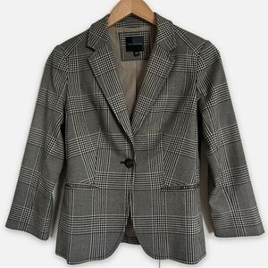 The Limited Brown and Gray Light Academia Preppy Checkered Blazer